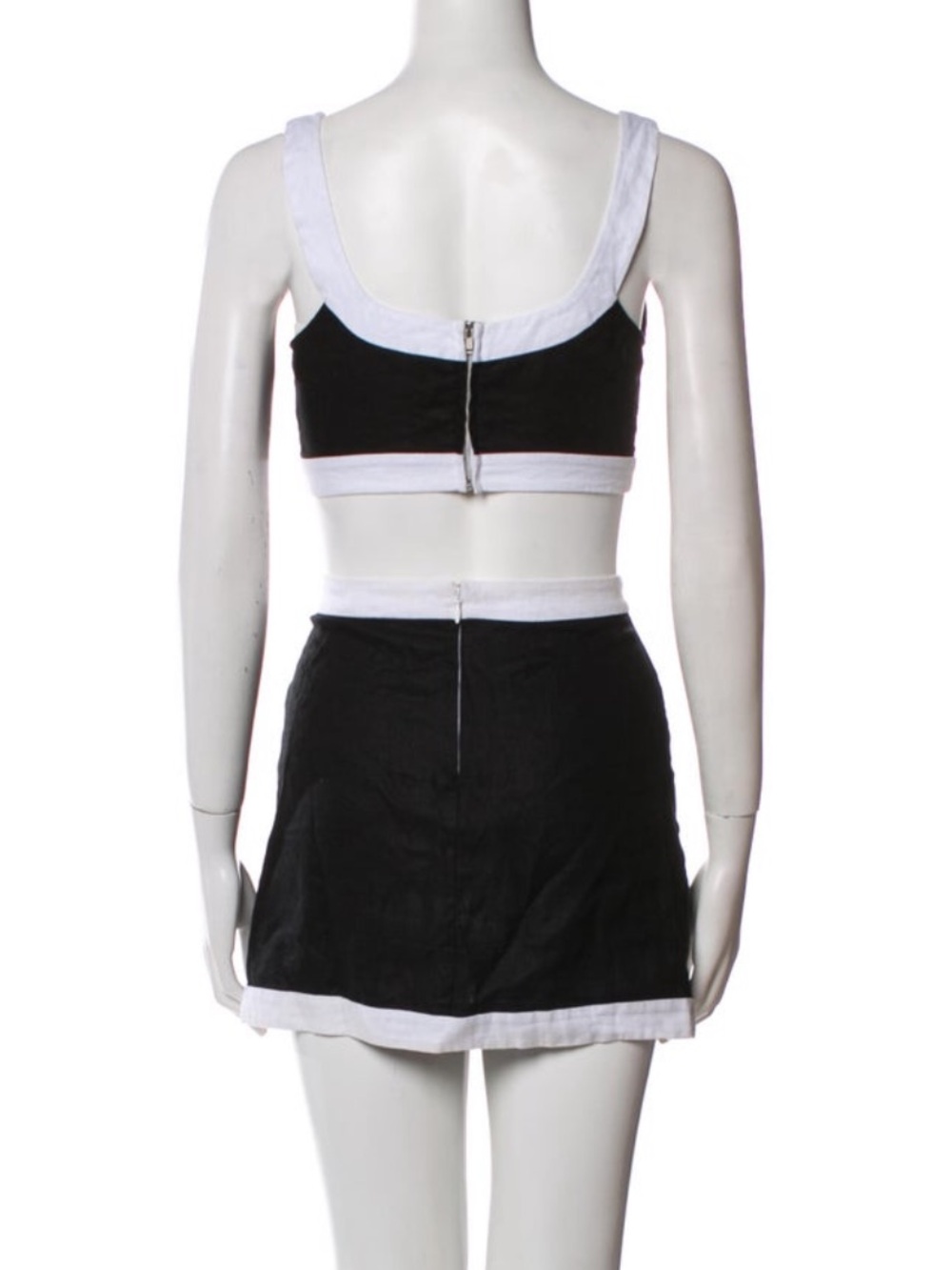 Reformation Black and White Crop Top & Mini Skirt Set